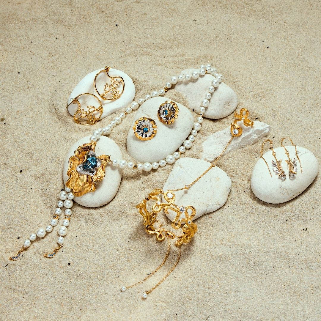 Aqua Enchanté Hoop Earrings In Gold