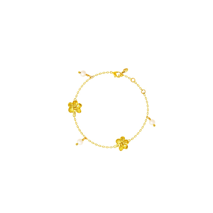 RISIS Ascocenda Moments bracelet with Pearls, 925 Silver encapsulated in 18K Gold with Freshwater Pearls
