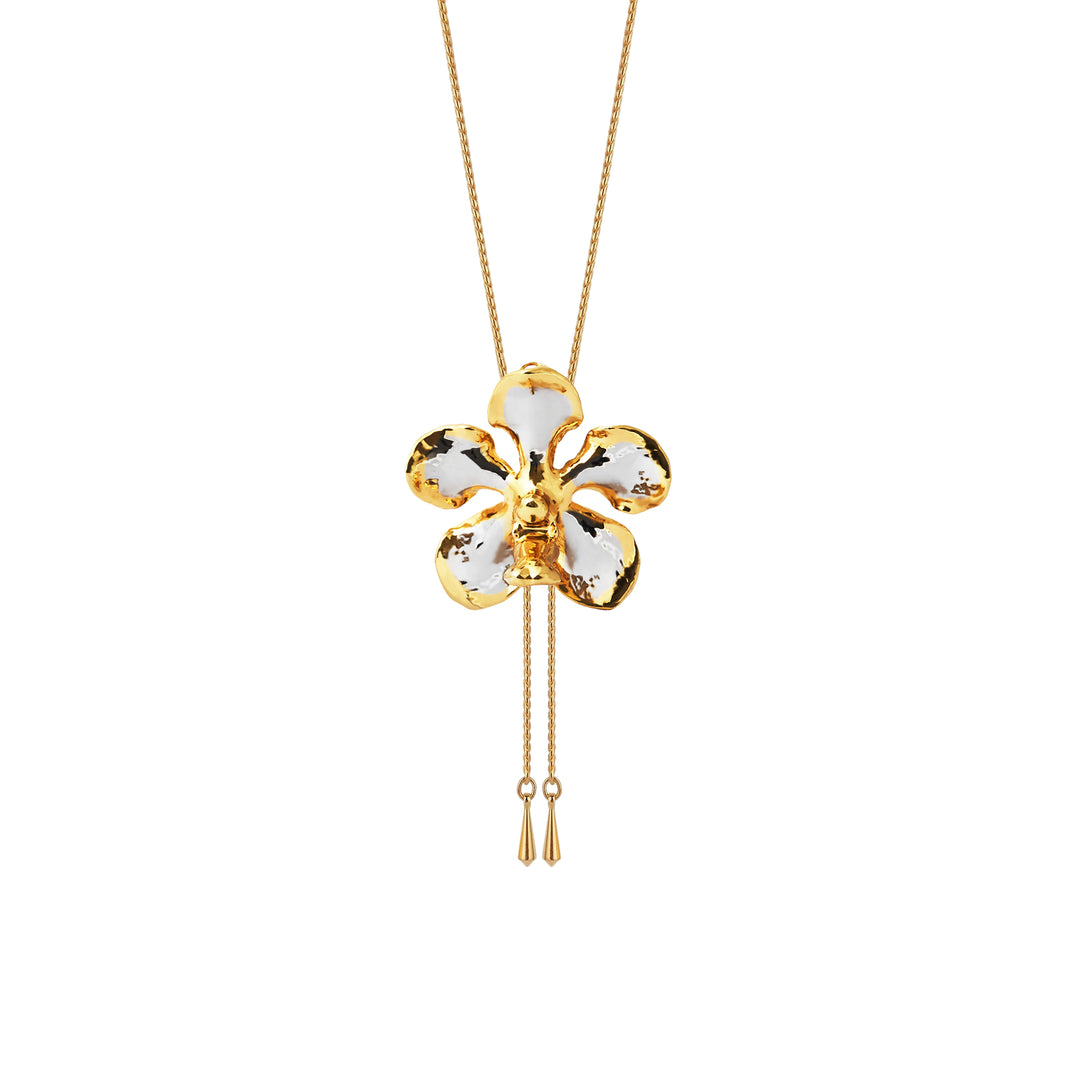 RISIS Kagawara Firebird Orchid Long Slider Necklace in 24K Gold & Palladium