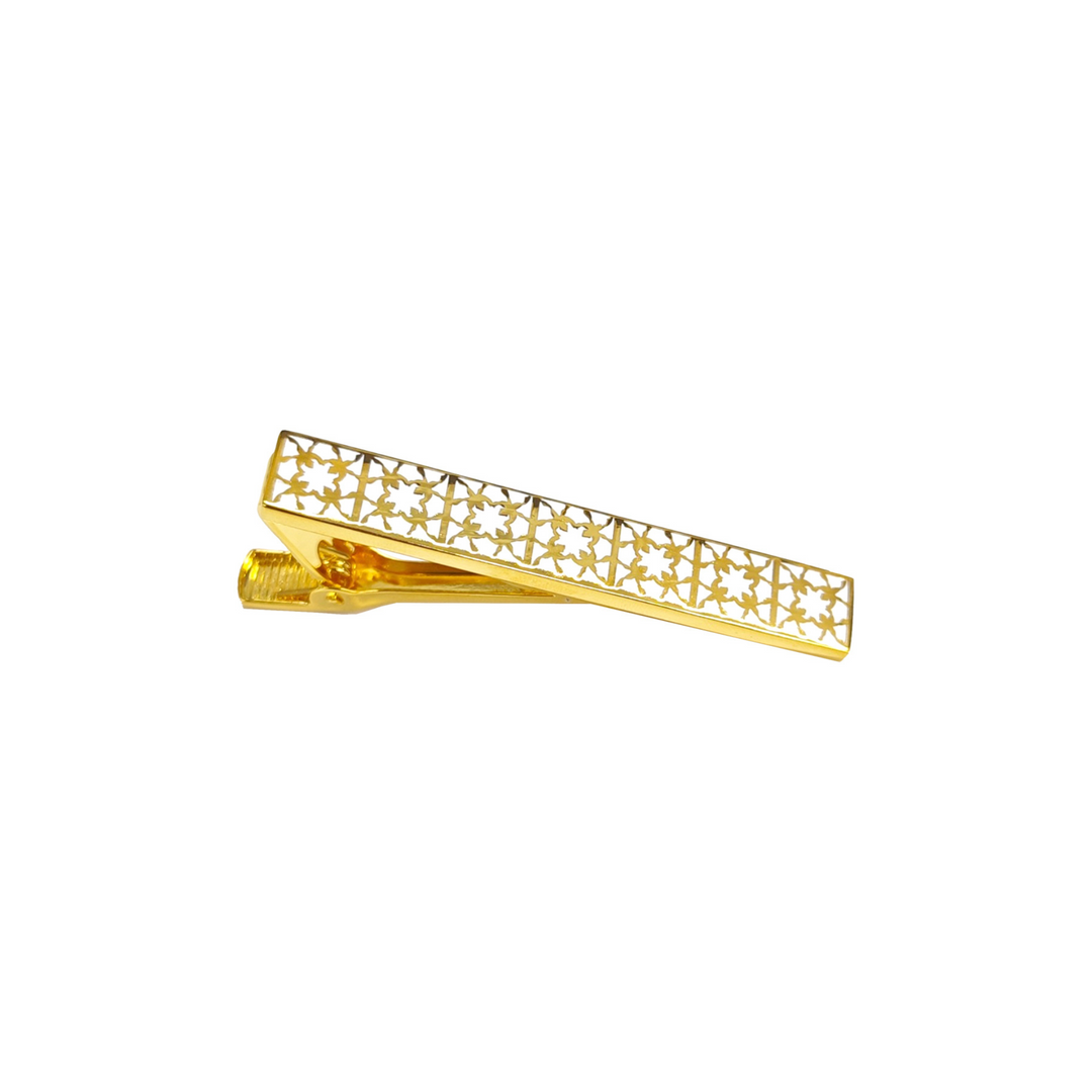 RISIS Peranakan Orchid Tie Clip,  encapsulated in 18K Gold and White Enamel