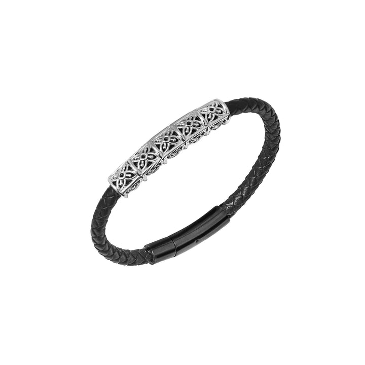 RISIS Peranakan Relic - Straits Petal Leather Bracelet, 925 Sterling Silver in Rhodium