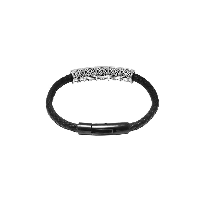 RISIS Peranakan Relic - Straits Petal Leather Bracelet in Rhodium