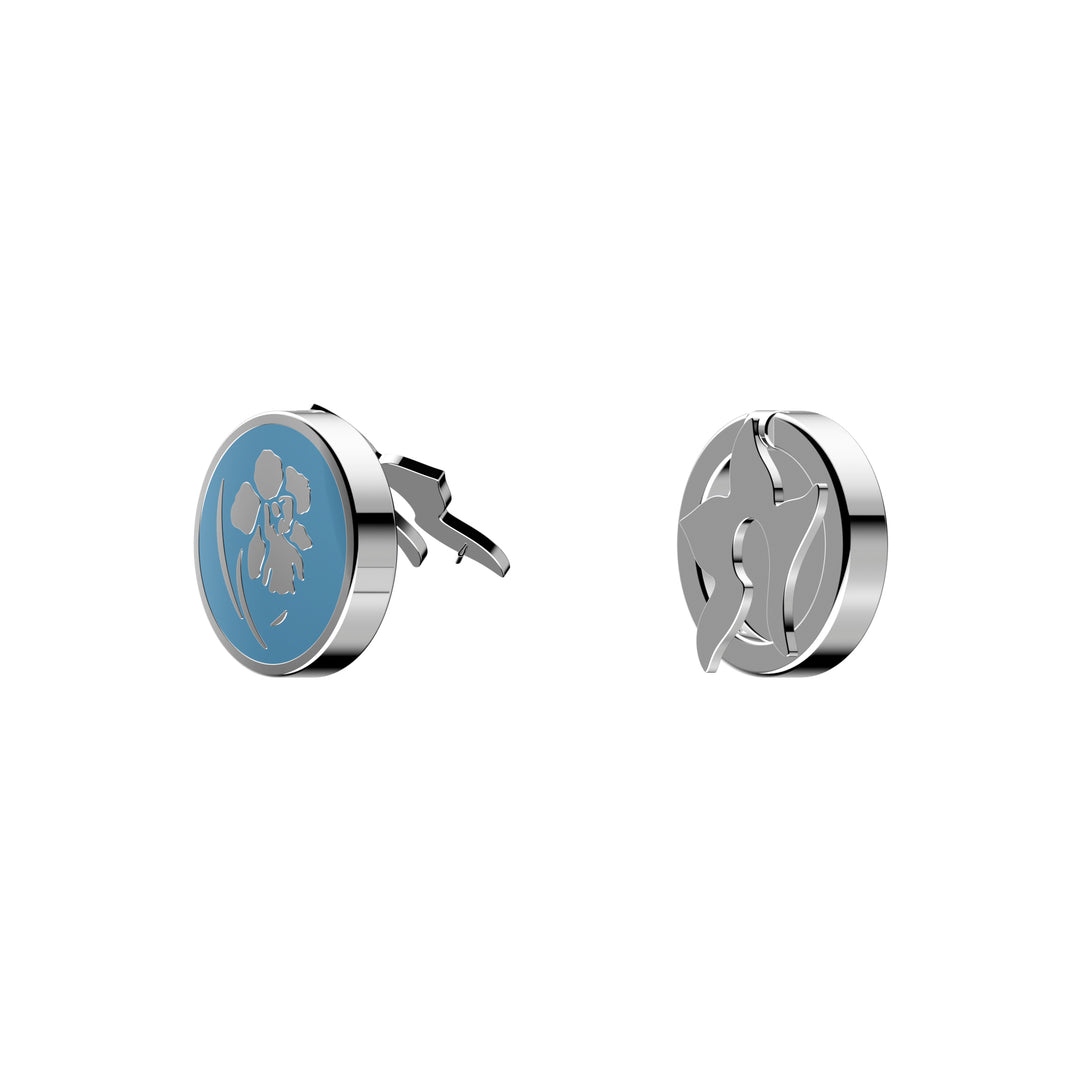 RISIS Vanda Button Cuffs With Blue Enamel and Rhodium