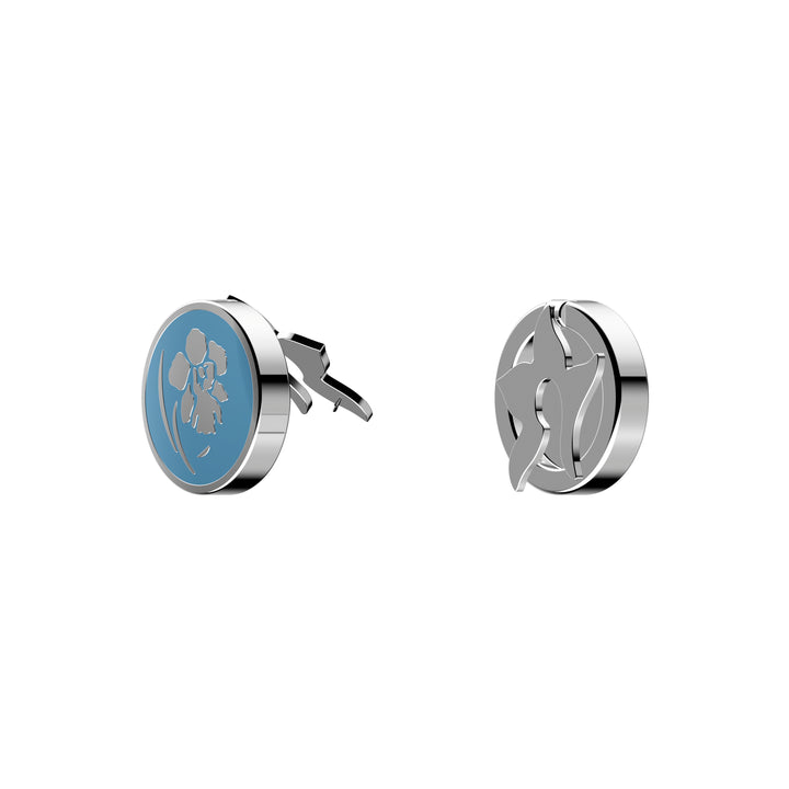 RISIS Vanda Button Cuffs With Blue Enamel and Rhodium