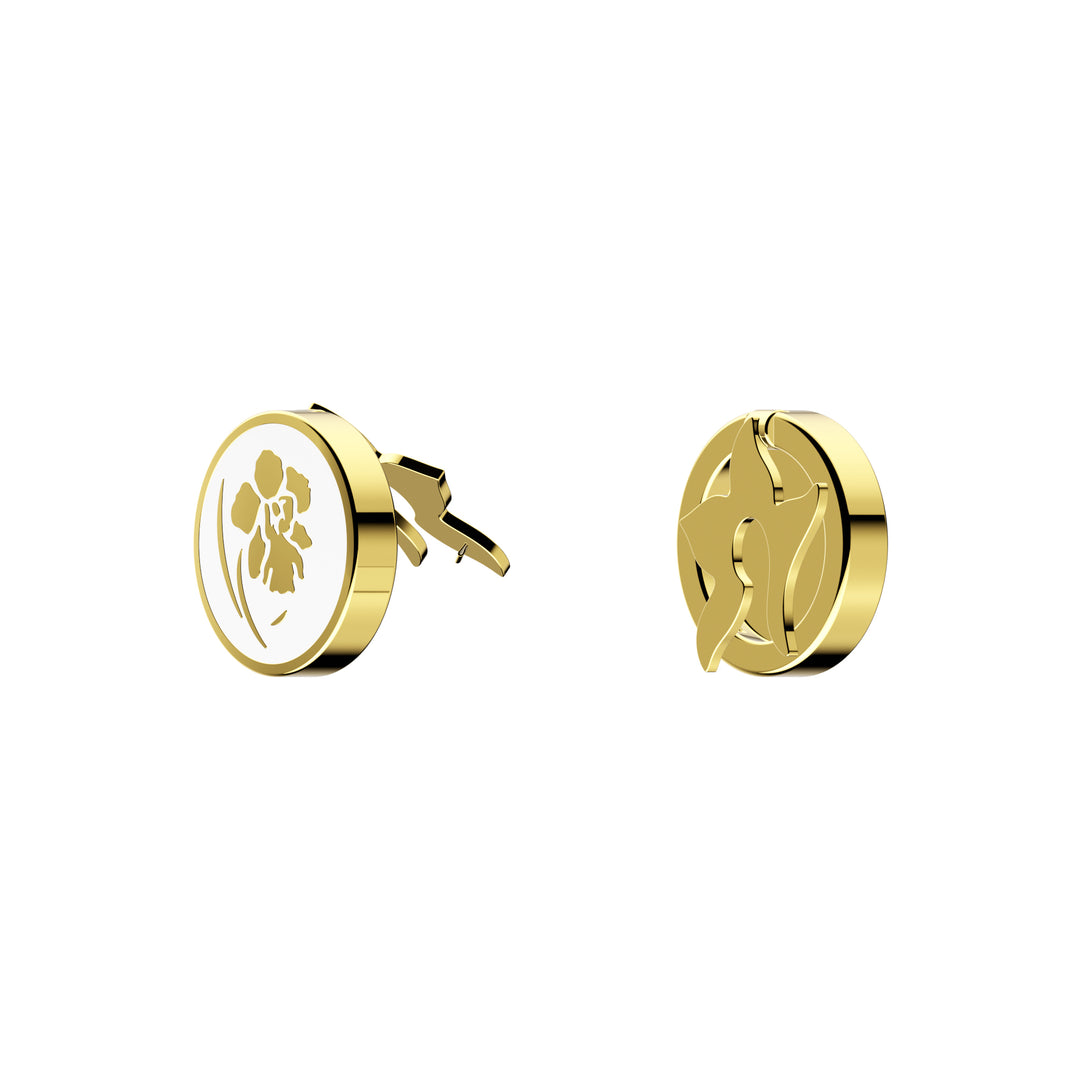 RISIS Vanda Button Cuffs in 18K Gold and White Enamel