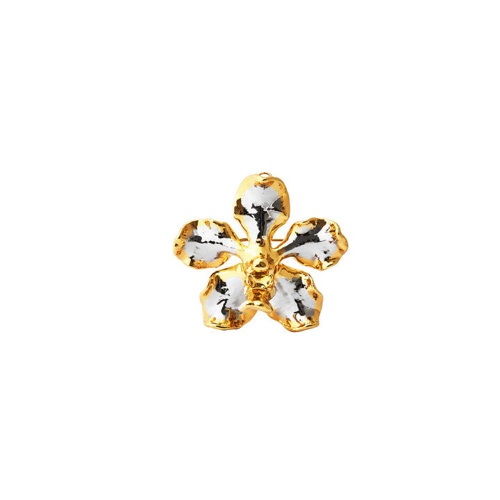 RISIS Vanda Hybrid Orchid Brooch/Pendant, Natural Orchid Encapsulated in 24K Swiss Gold and Palladium