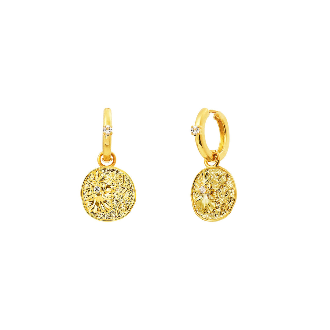 RISIS Athena Pendant Earrings, Encapsulated in 18K Gold with White Topaz