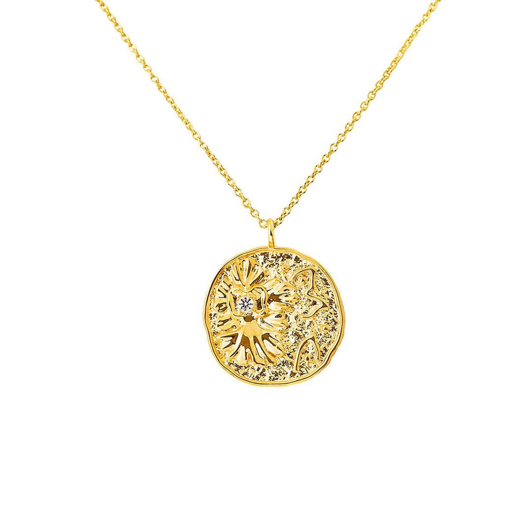 RISIS Athena Pendant Necklace encapsulated in 18K Gold with White Topaz