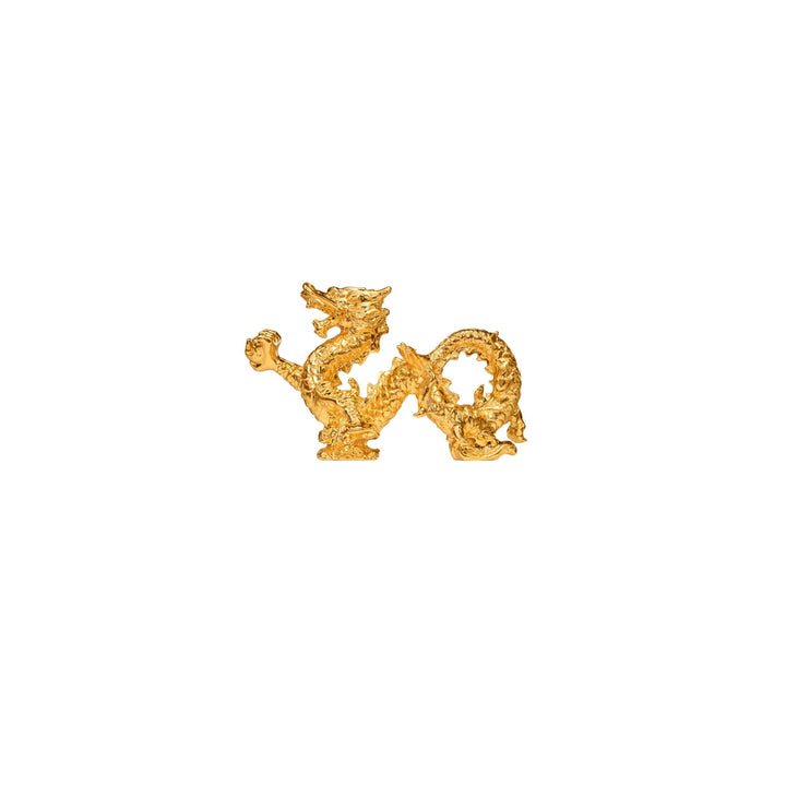 Risis Infinity Dragon - A golden dragon figurine with intricate scales and an elaborate, curling design is depicted, showcasing detailed craftsmanship and a lustrous finish.