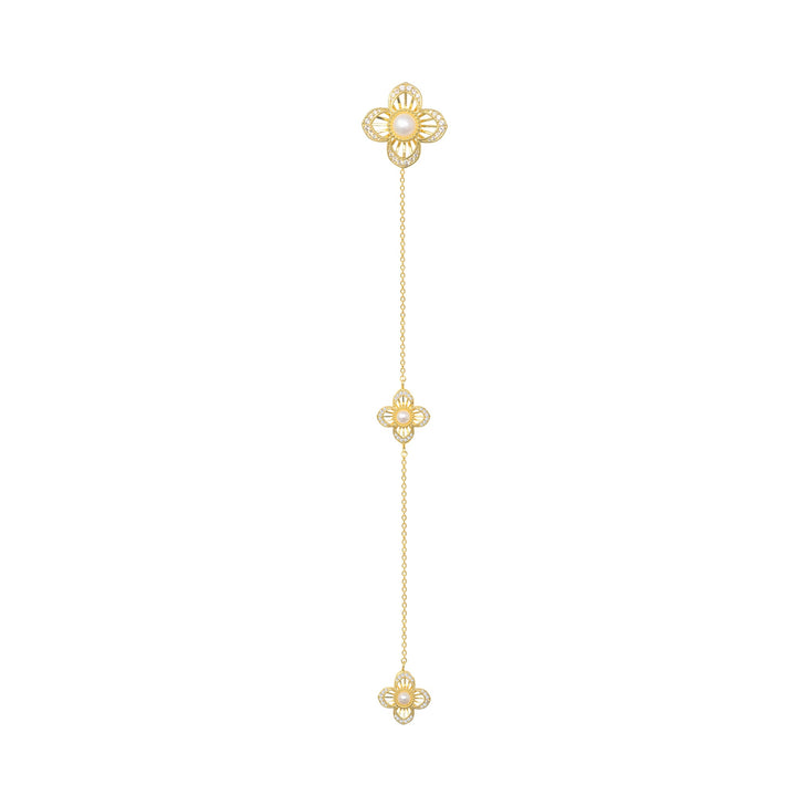 RISIS Lady Peranakan Kerongsang, Encapsulated in 18K Gold with White Topaz and Freshwater Pearls