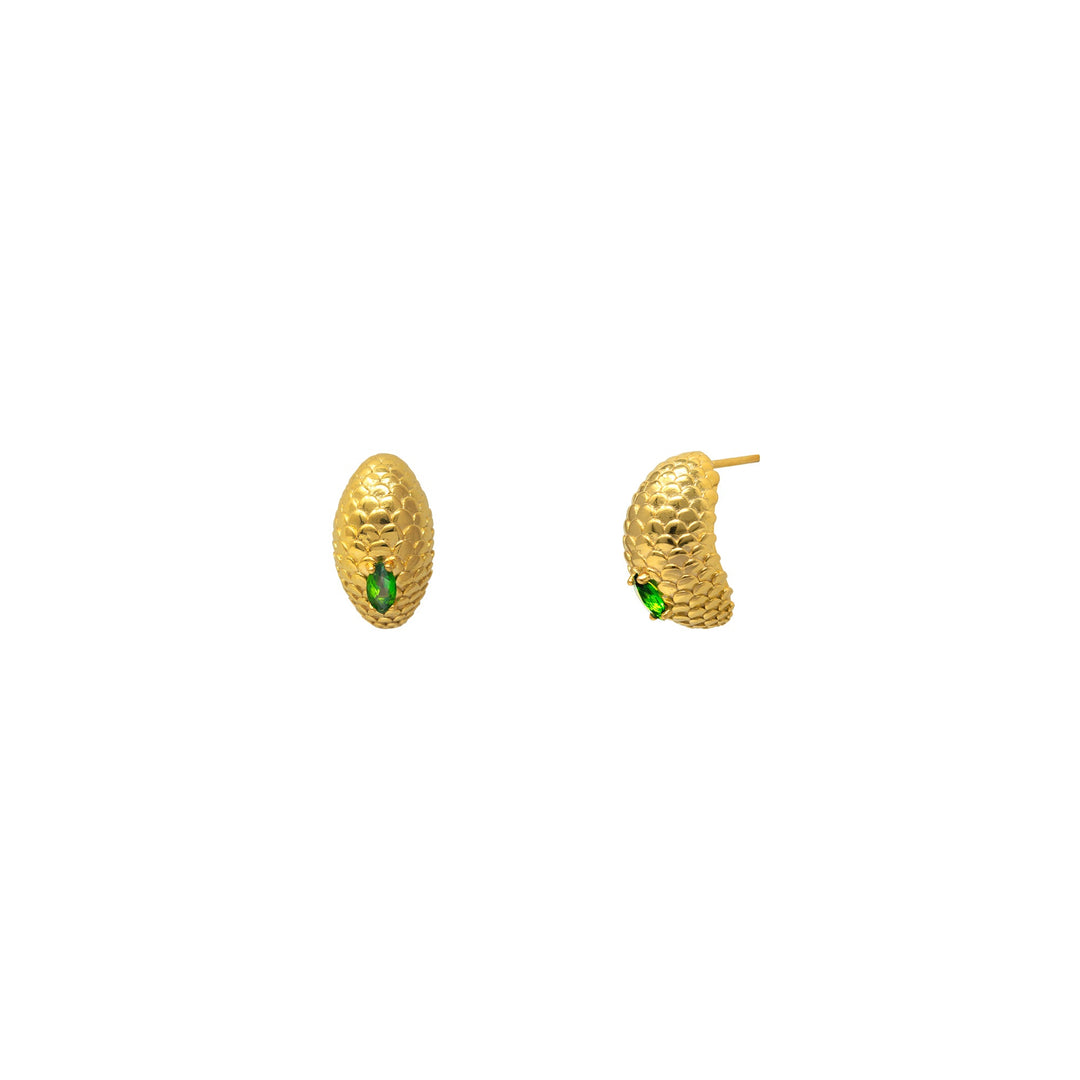 RISIS Serpentine Enigma Earrings - 925 Sterling Silver encapsulated in 18K Gold with Chrome Diopside