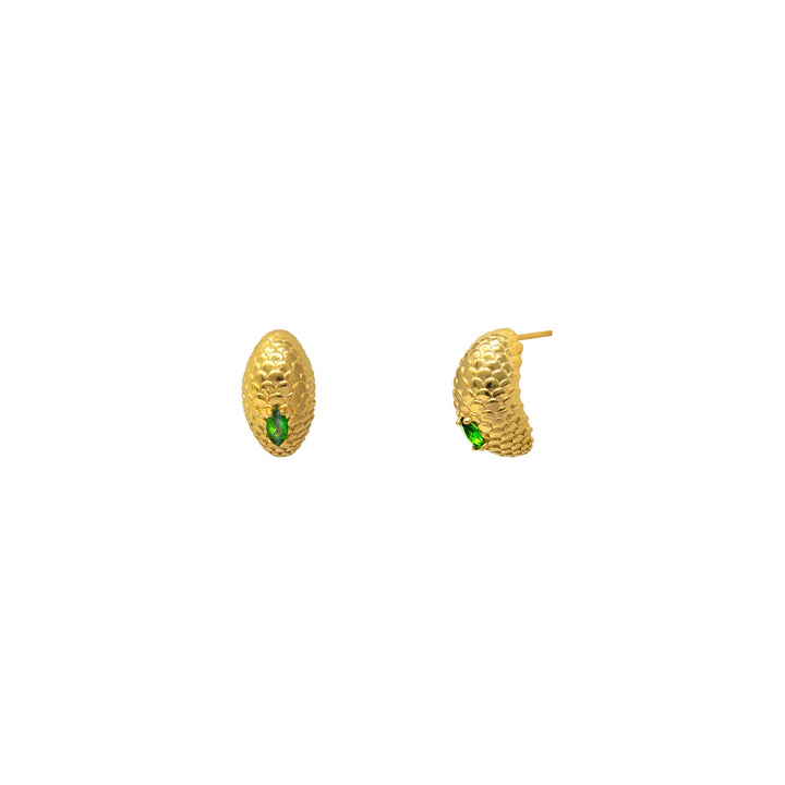 RISIS Serpentine Enigma Earrings - 925 Sterling Silver encapsulated in 18K Gold with Chrome Diopside