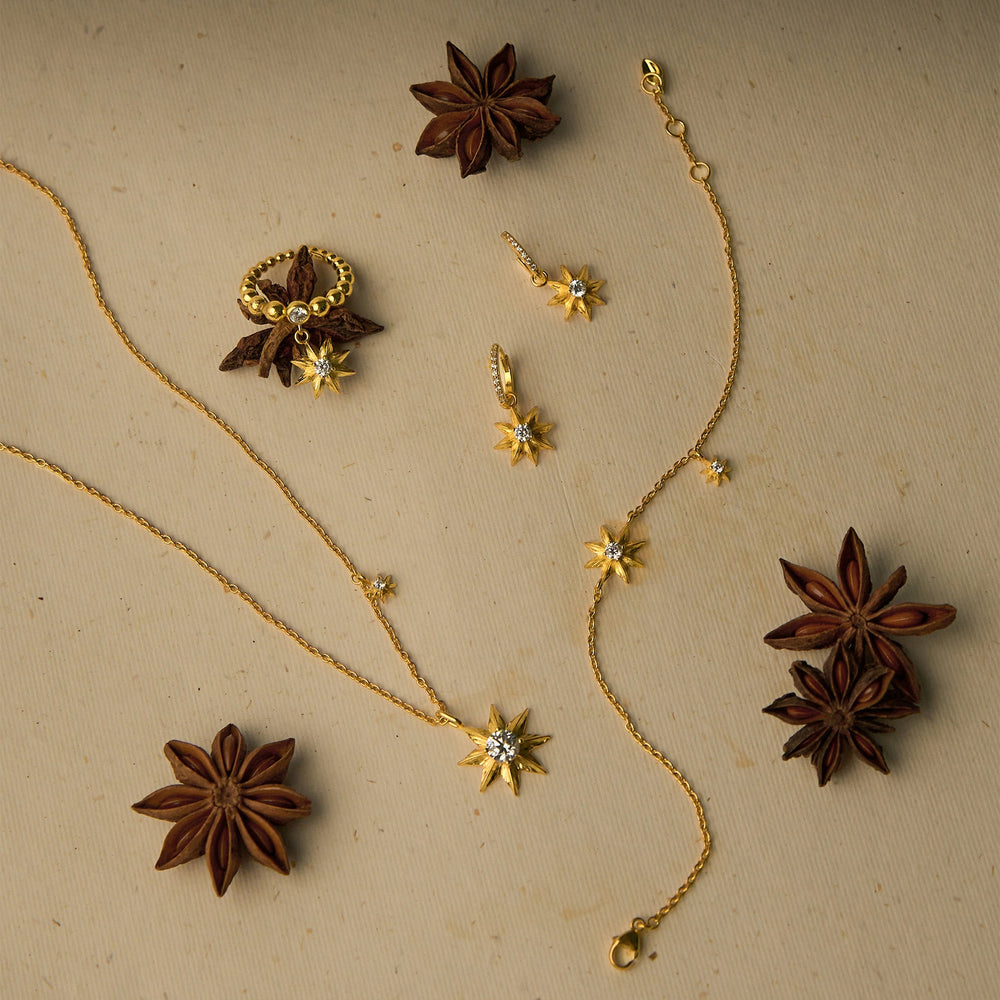 RISIS Starry Anise Gold Bracelet, 925 Silver encapsulated in 18K Gold with Cubic Zirconia