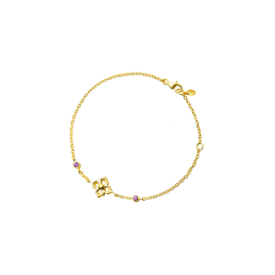 RISIS Timeless Nyonya Bracelet  with Pink Sapphires, 925 Sterling Silver encapsulated in 24K Swiss Gold