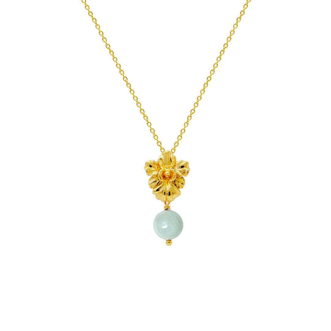 RISIS Vanda Whispers Necklace encapsulated in 24K Swiss Gold with Type A Burmese Jadeite