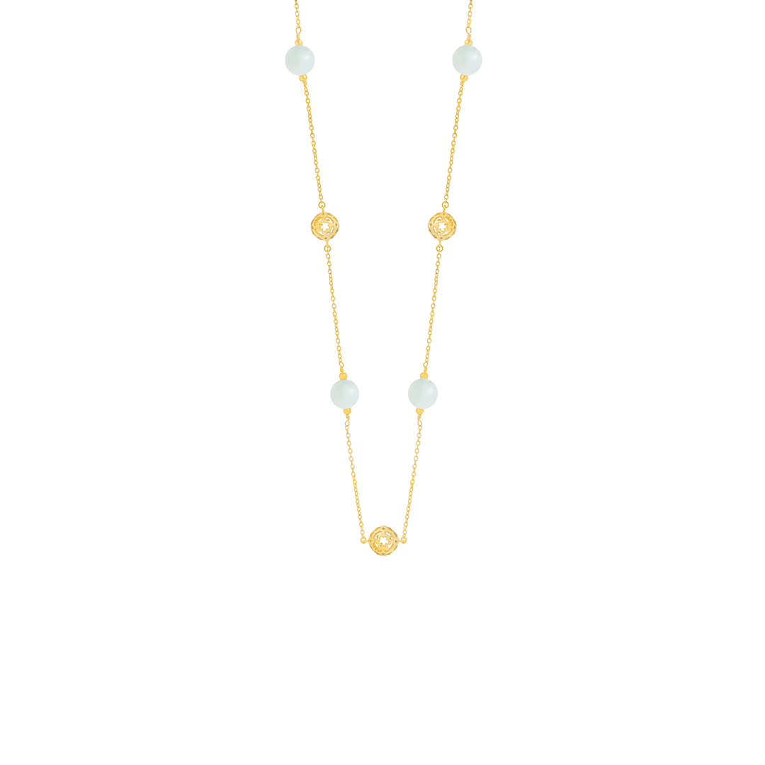 Peranakan Spheres Short Necklace with Jade (G)