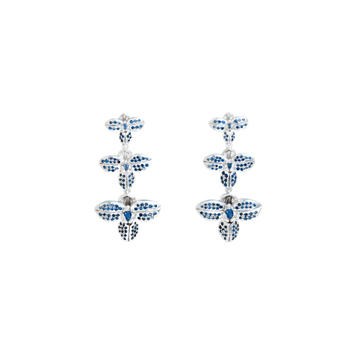 Rare Orchid Earrings with Blue Sapphire - - RISIS