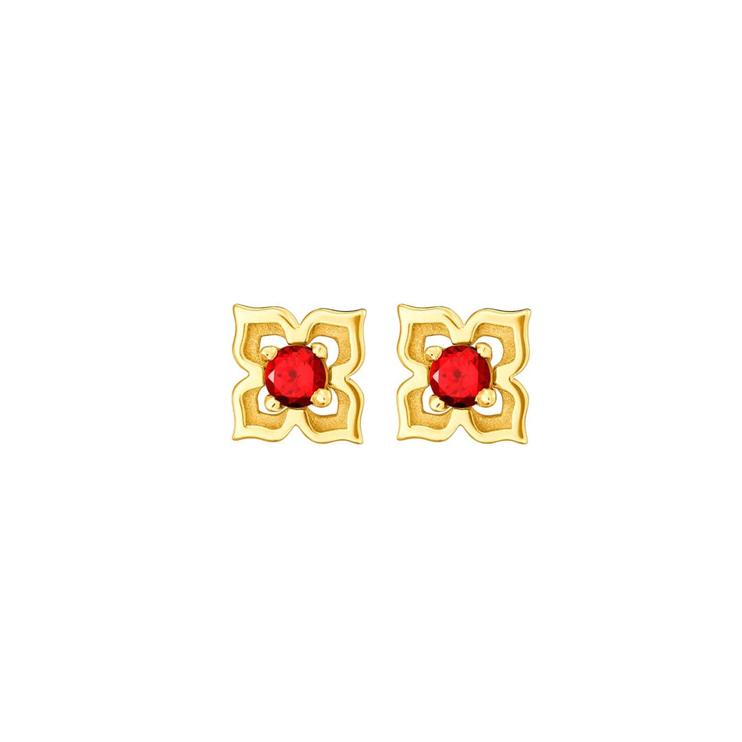 Peranakan Earrings with Red Garnet (G) - - RISIS