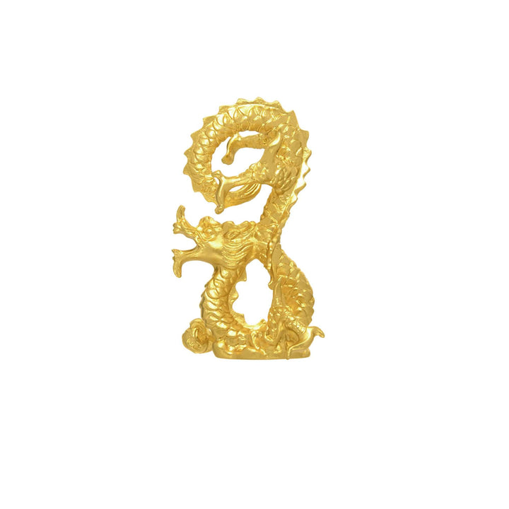 Risis Mini Orientals - Dragon - A golden dragon sculpture in an intricate, swirling pose with pronounced scales, claws, and a fierce expression, evoking a sense of power and mythological beauty.