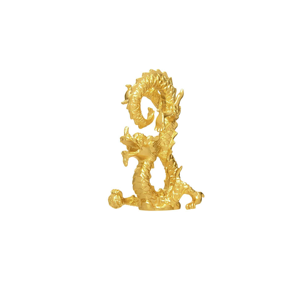 Risis Mini Orientals - Dragon - A golden sculpture of a dragon with intricate scales and spiraling body, exuding a sense of movement and mythical elegance.