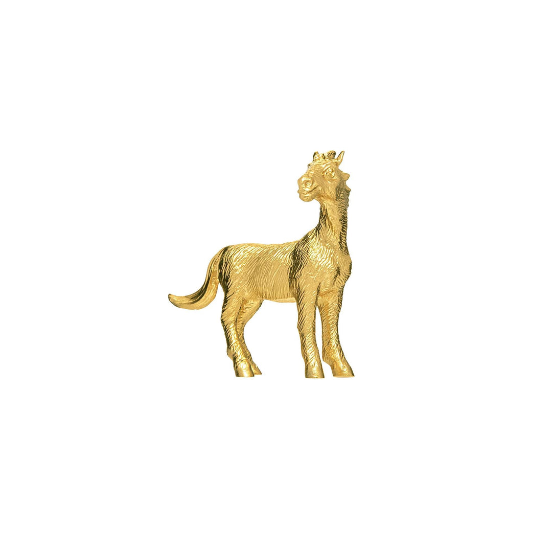 Risis Mini Orientals - Horse - A golden decorative figurine of a slender, standing alpaca with a textured surface and an alert expression.