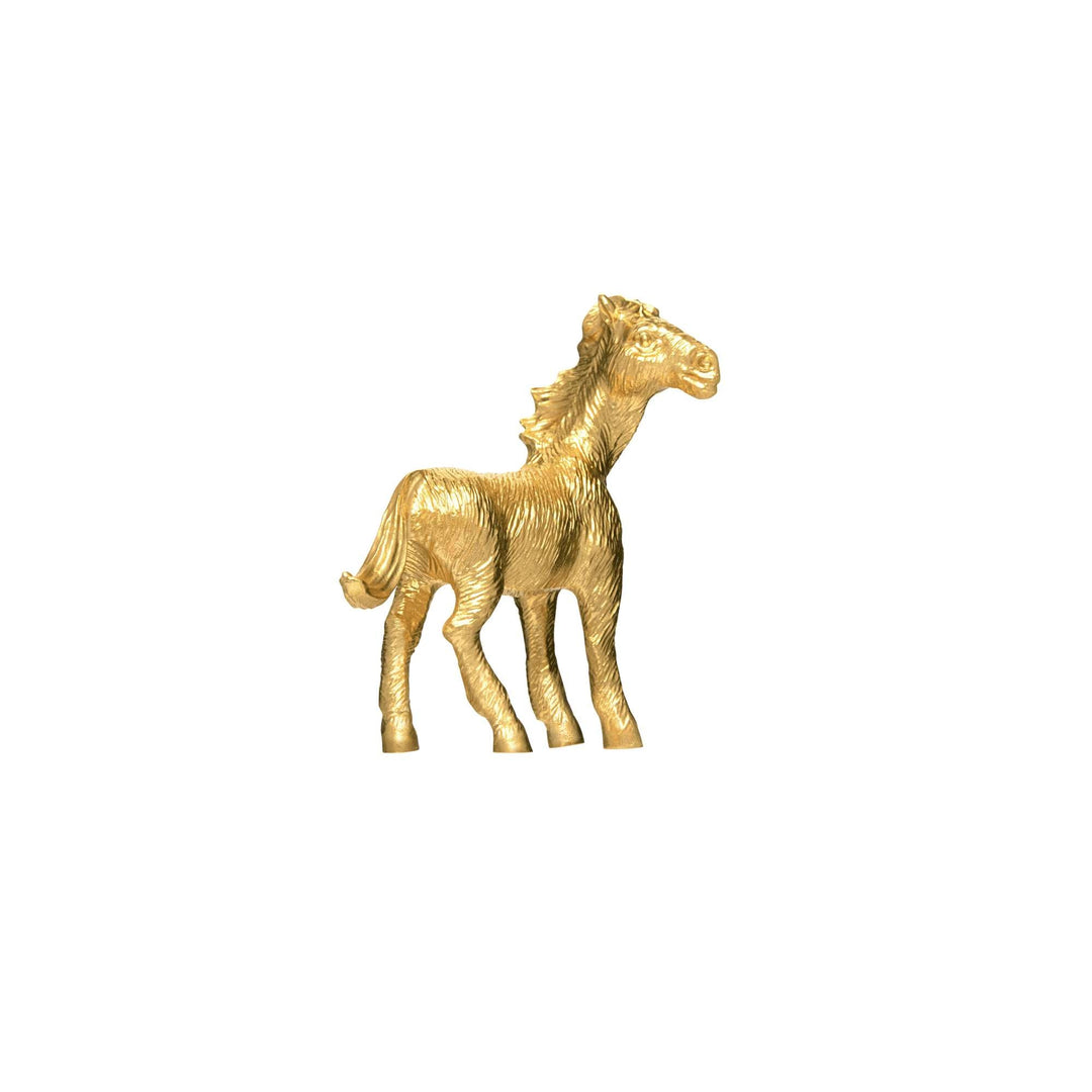 Risis Mini Orientals - Horse - A golden statue of a young horse, textured and shiny, captured in a standing pose.