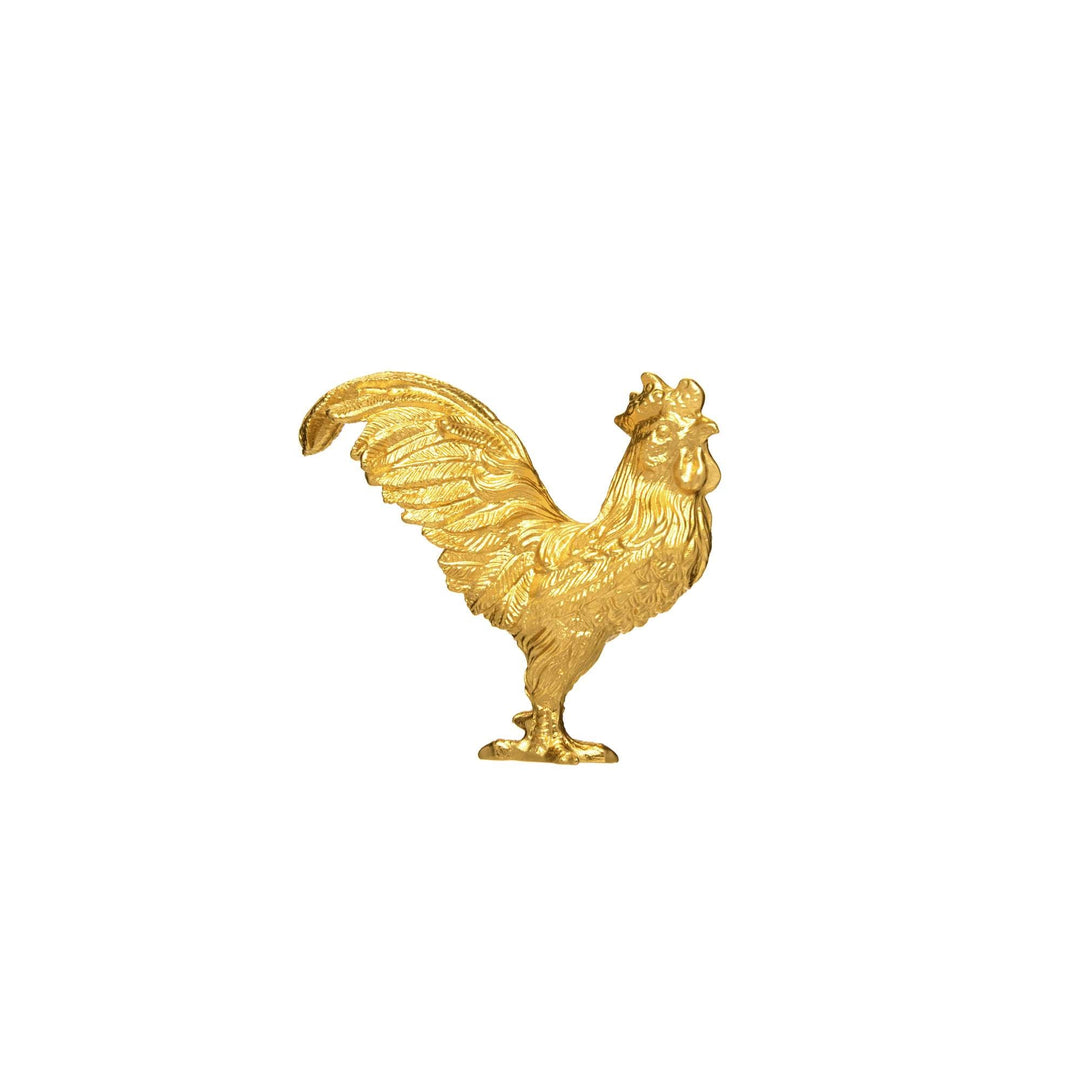 Risis Mini Orientals - Rooster - A golden rooster with intricate feather details, standing proudly, exhibits a shimmering texture and elegant craftsmanship.