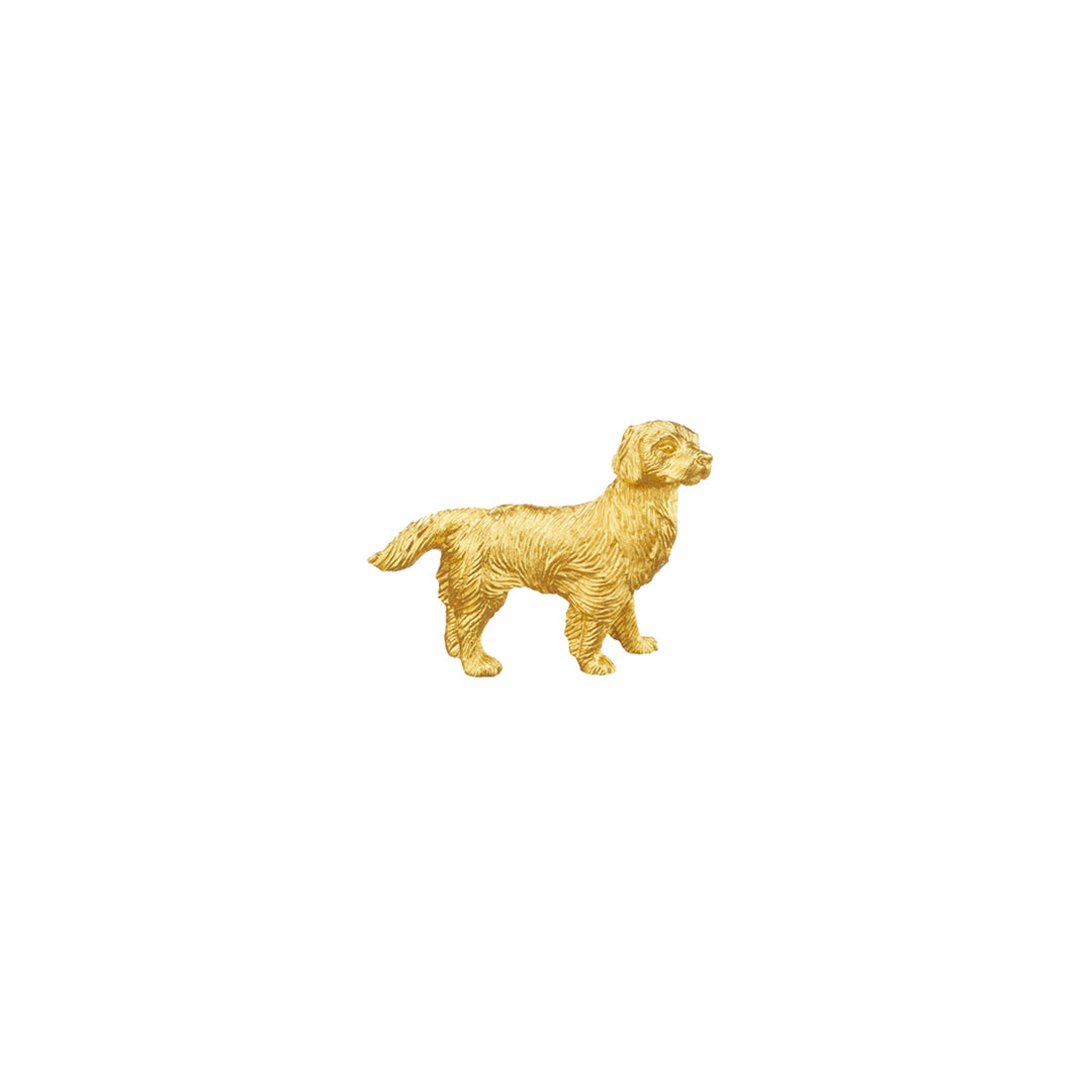 Risis Zodiac Dog Figurine - A golden figurine of a dog standing with detailed fur texture, captured in profile with a lifelike pose.