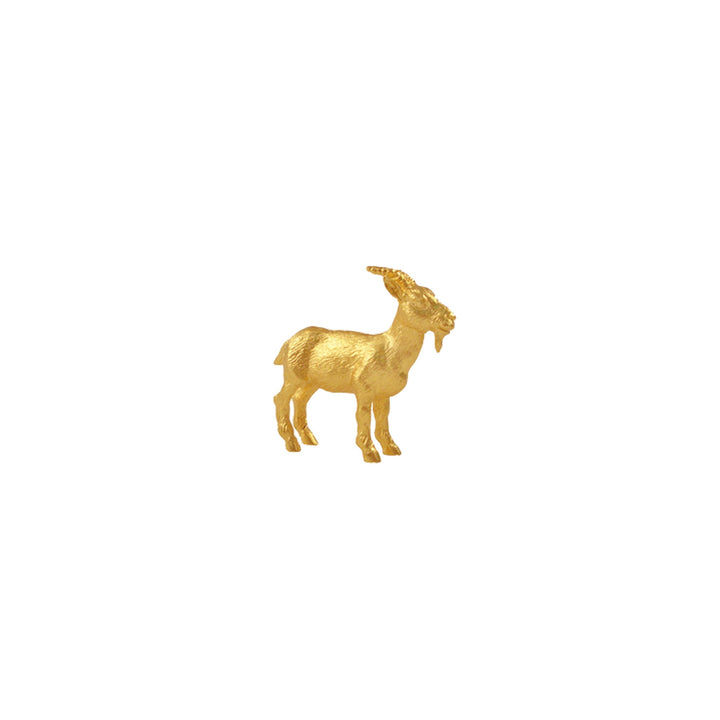 Risis Zodiac Goat Figurine - A golden figurine depicting a standing goat, showcasing a textured surface that catches the light, evoking a sense of elegance and craftsmanship.