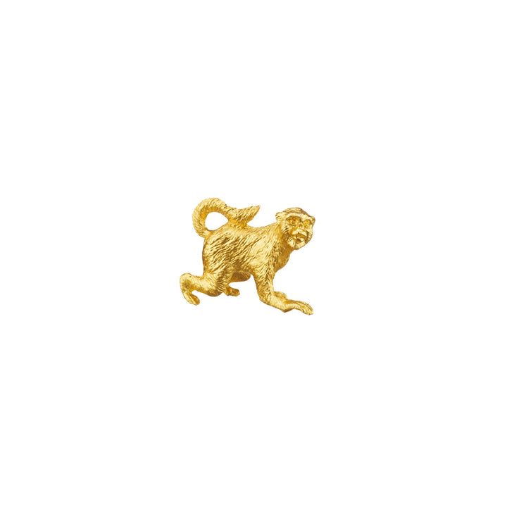 Risis Zodiac Monkey Figurine - A golden figurine of a lion in mid-pounce, with detailed muscle texture and a fierce expression, devoid of any discernible background.