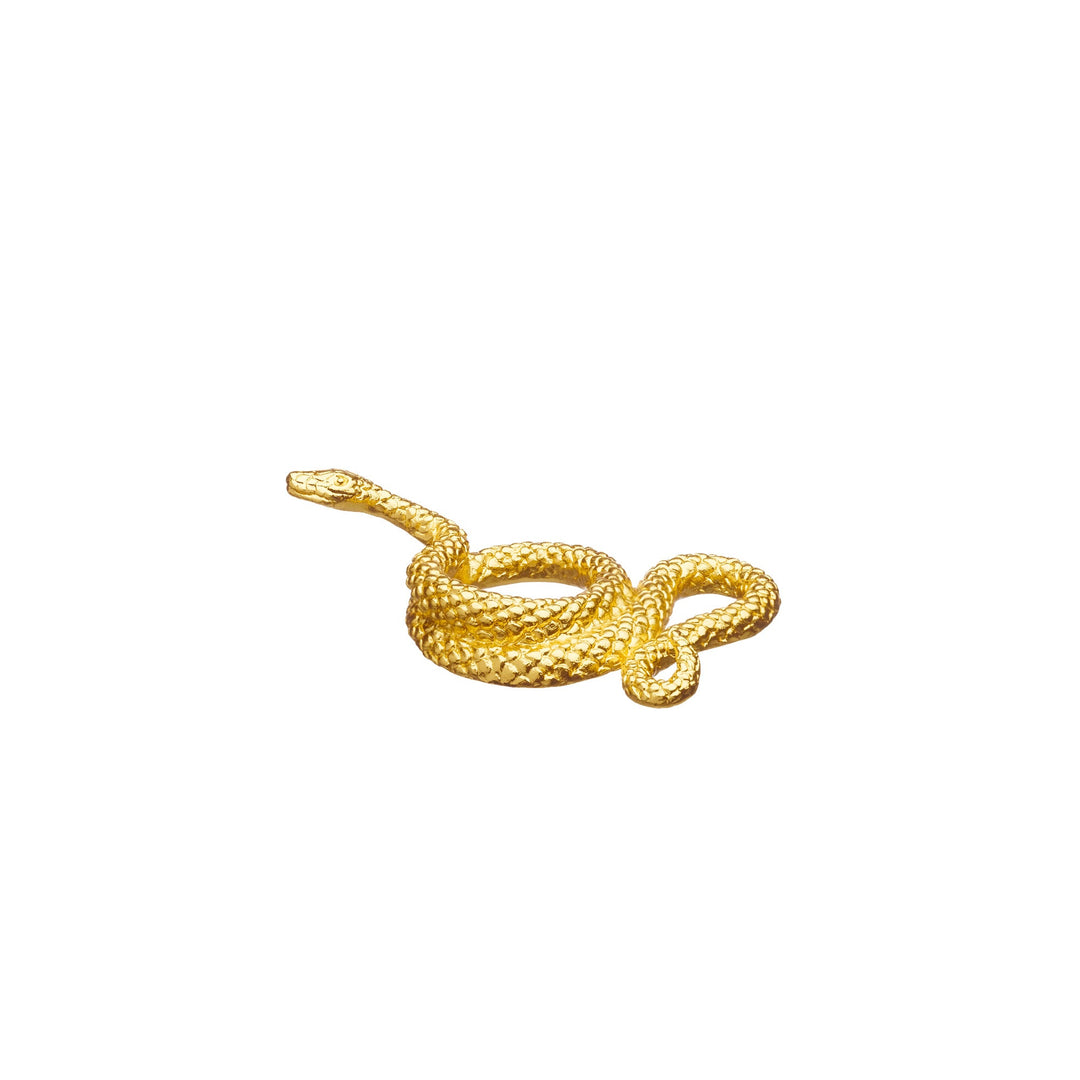 Risis Zodiac Snake Figurine - This is a coiled golden snake with a textured, intricate scale pattern; it displays an elegant and realistic design.
