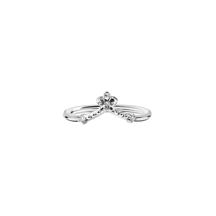RISIS Orchidette Tiara Ring in 14K Solid White Gold with Diamonds