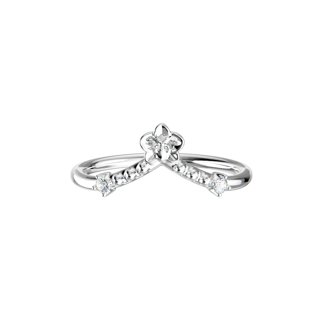 RISIS Orchidette Tiara Ring in 14K Solid White Gold with Diamonds