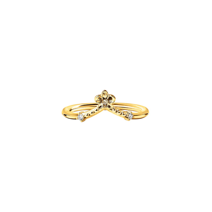 RISIS Orchidette Tiara Ring in 14K Solid Yellow Gold with Diamonds