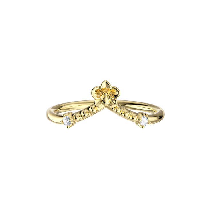 RISIS Orchidette Tiara Ring in 14K Solid Yellow Gold with Diamonds
