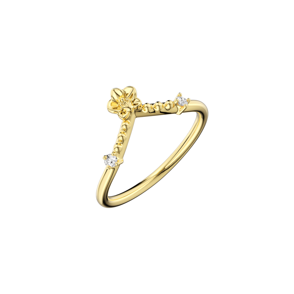 RISIS 14k yellow gold orchid bloom ring with diamond accents, open ring band style