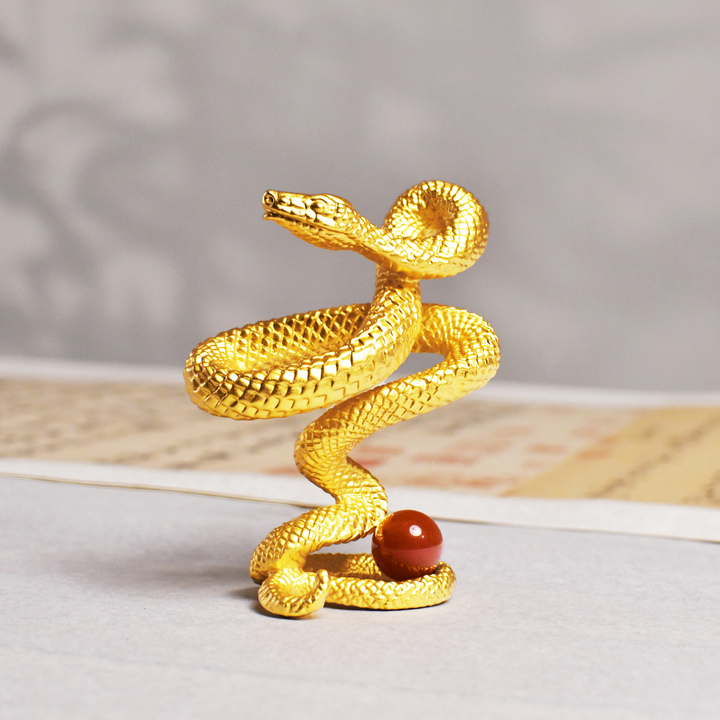 24K Gold Snake with Script of Luck