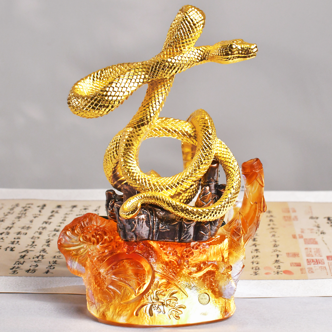 24K Gold Snake with Script of Peace