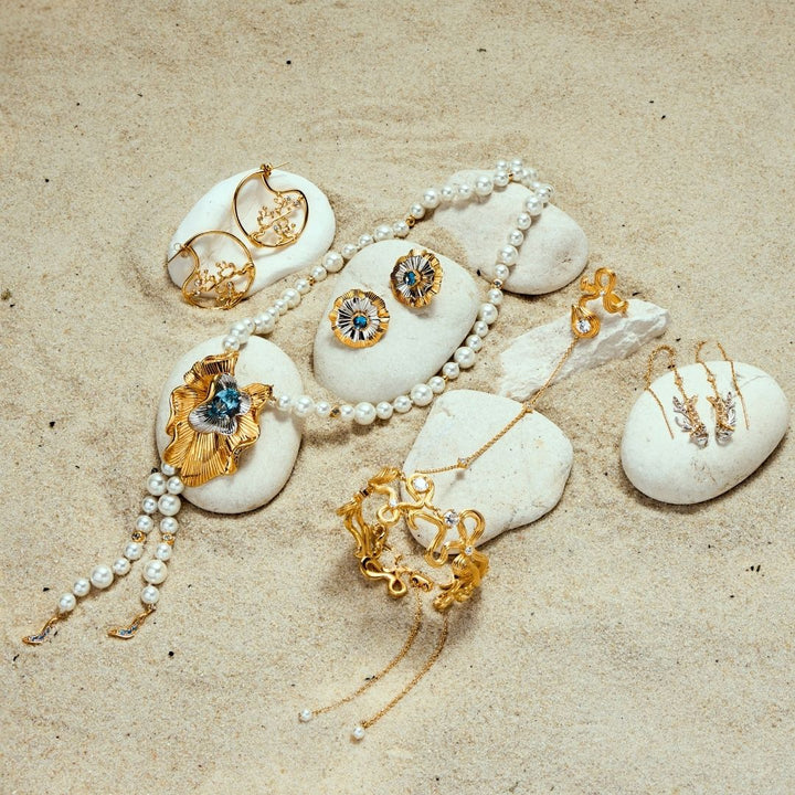 Aqua Enchanté Hoop Earrings In Gold