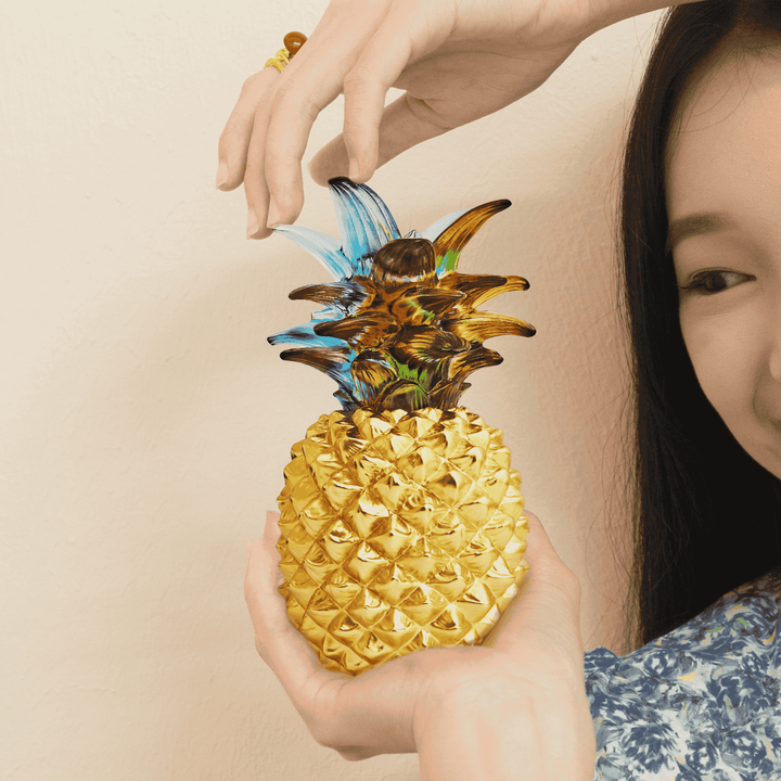 RISIS Auspicious Pineapple with Liu Li II, encapsulated in 24K Swiss Gold with Liu Li
