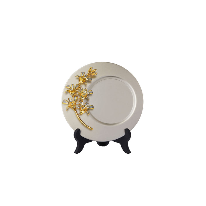 RISIS Signature 8-inch Plaque with Dendrobium Orchids, encapsulated in 24K Swiss Gold and Palladium