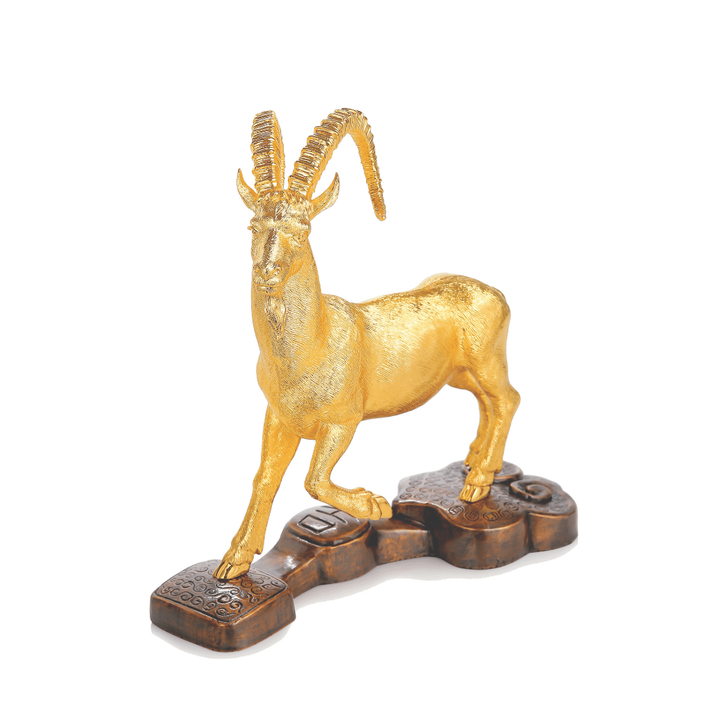 Divine Goat in 24K Swiss Gold and Copper Blackening Base