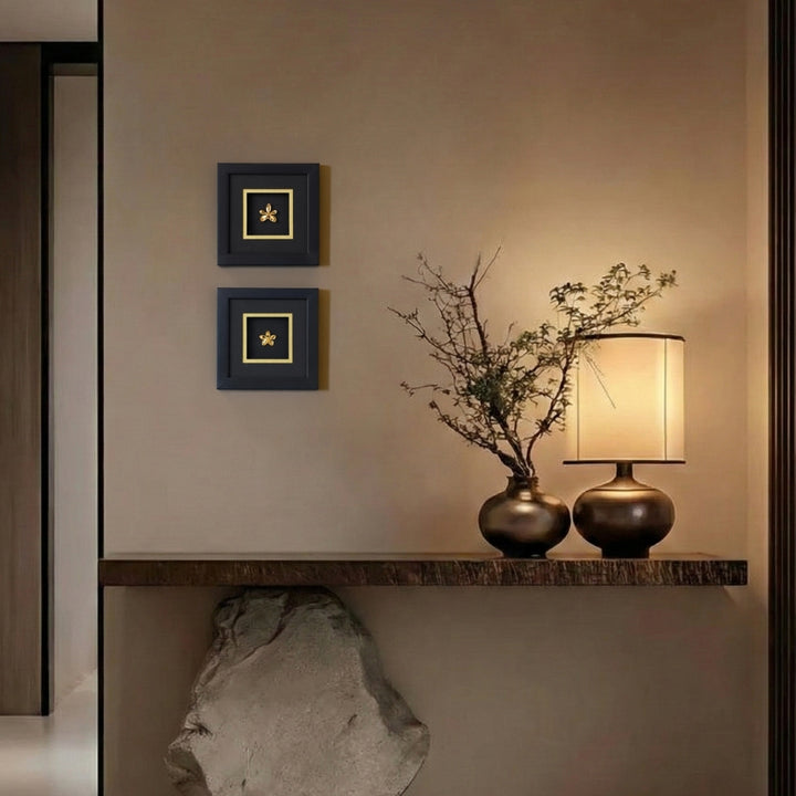 Doritaenopsis Summer Red Orchid Frame & Aeridovanda Vieng Ping Orchid Frame II, Encapsulated in 24K Swiss Gold in designer frame