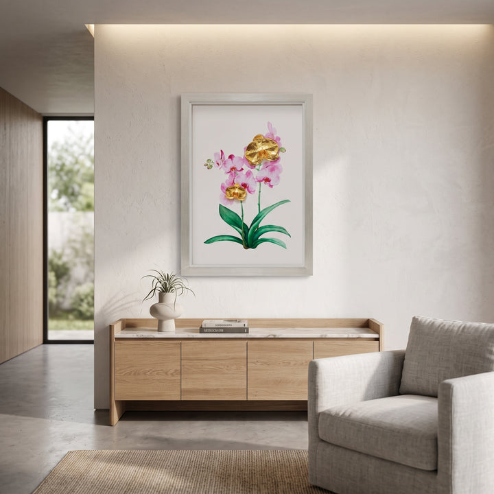 Golden Phalaenopsis Orchid Painting Frame