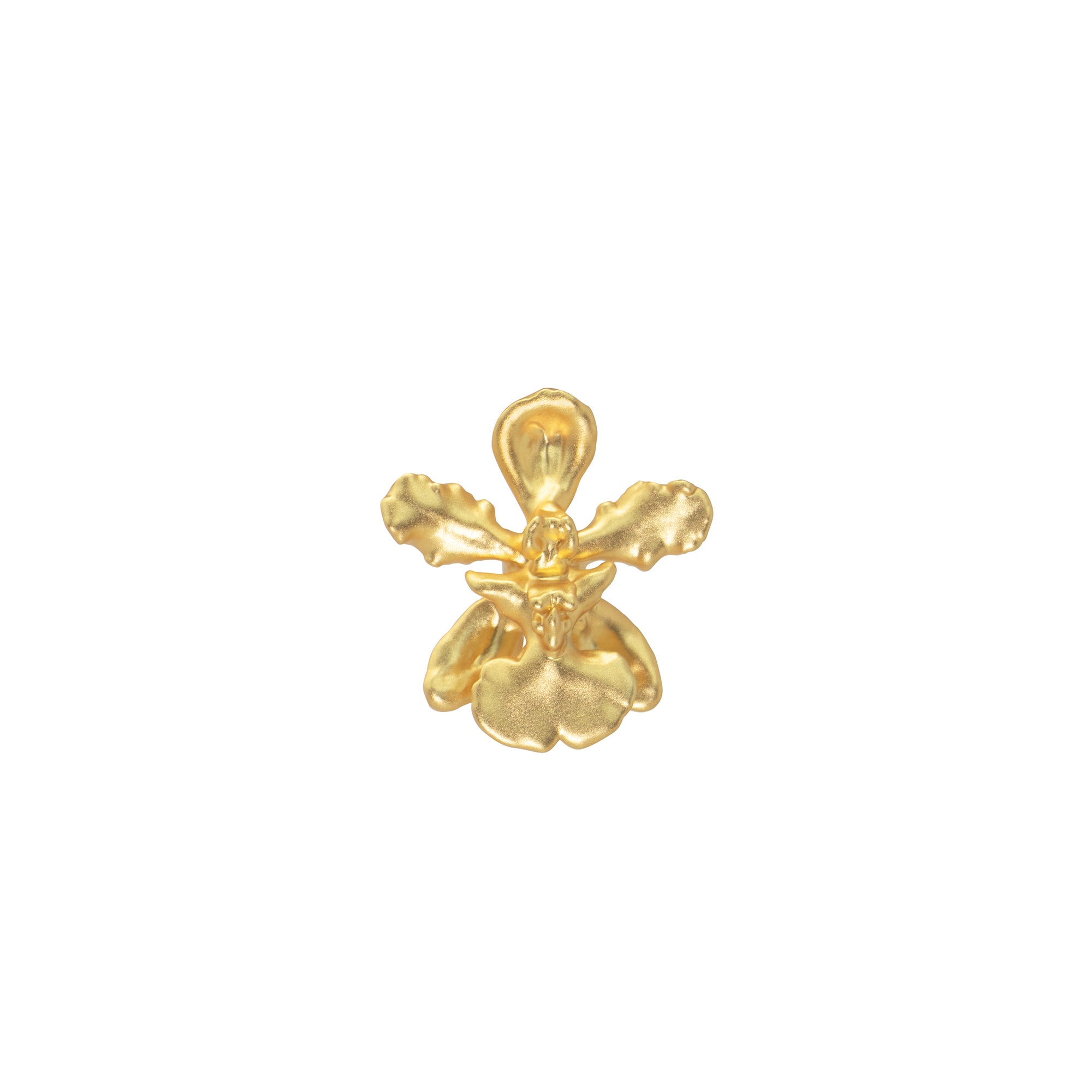 Risis 1970s orchid brooch gold top tone