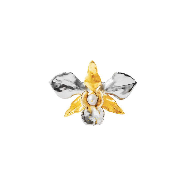 Dendrobium Star Orchid Pearl Brooch