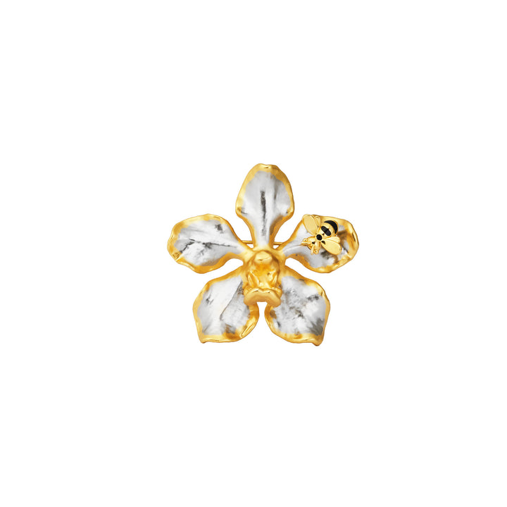 Wings of Botany Bee-on-Orchid Brooch