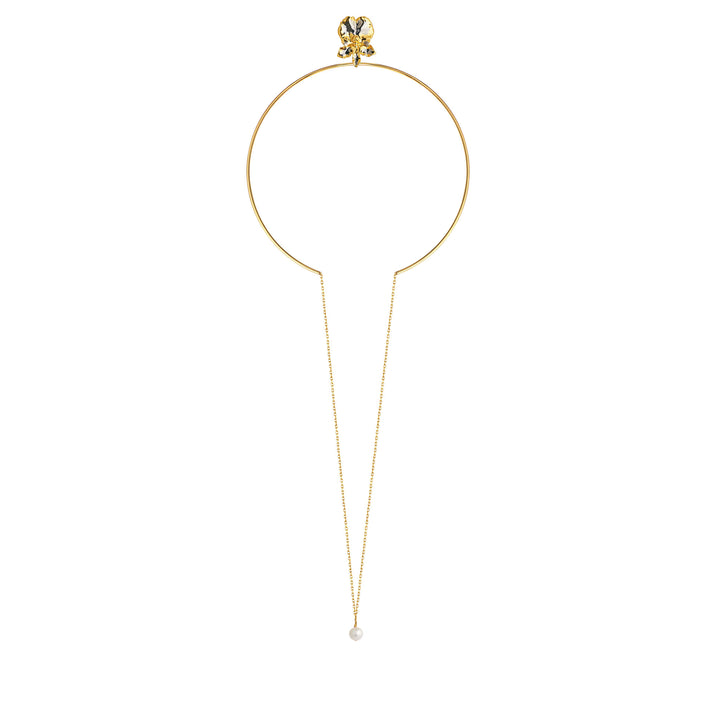 RISIS Coco Orchid Choker layered necklace encapsulated in 24K Swiss Gold and Palladium with Japanese Akoya Pearl