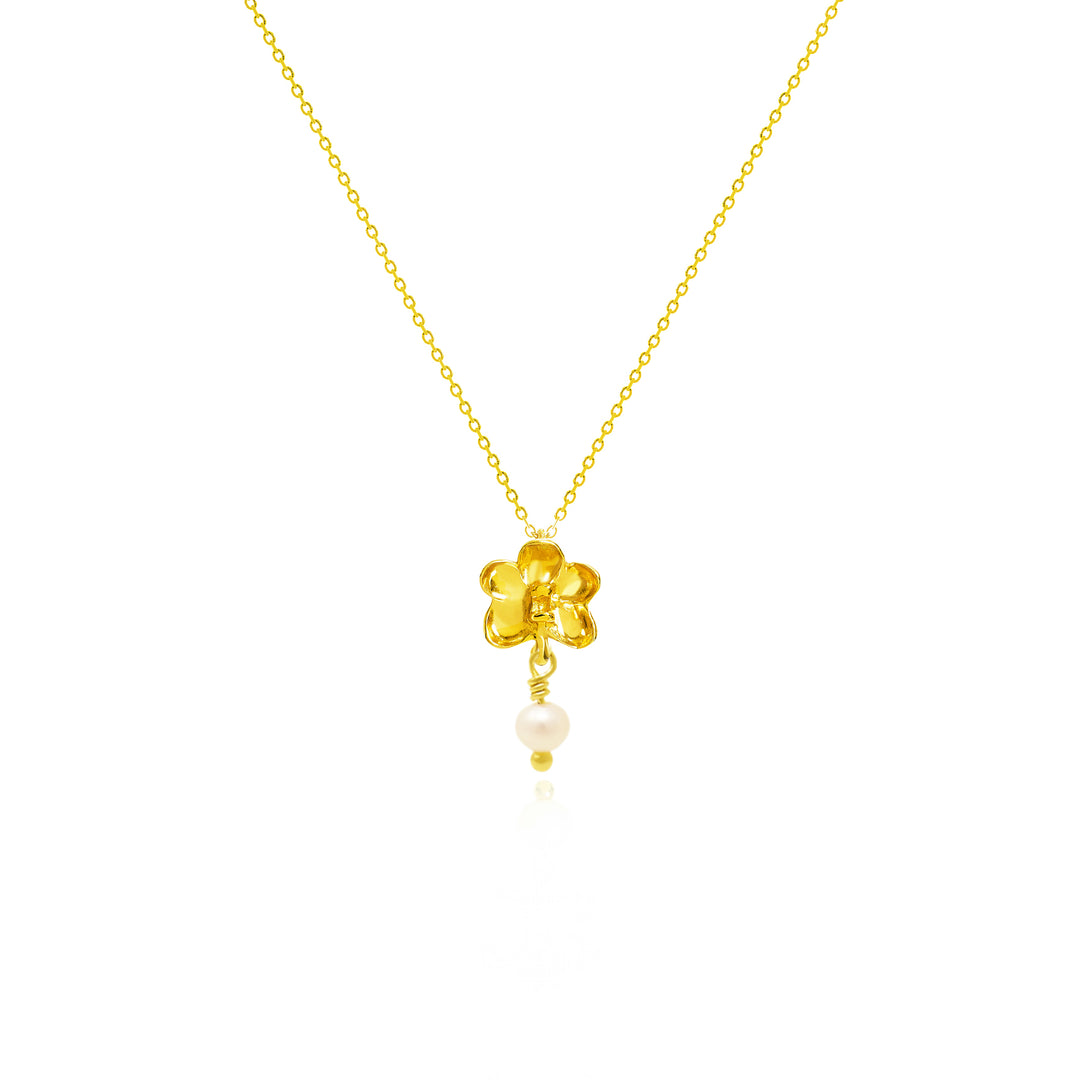 RISIS Ascocenda Moments Earrings, necklace and bracelet with Pearls, 925 Silver encapsulated in 18K Gold with Freshwater Pearls