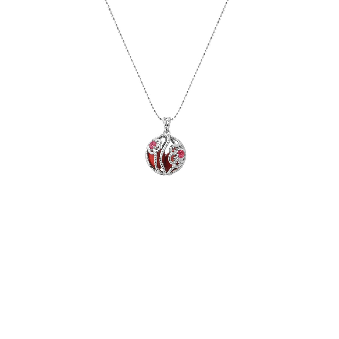 RISIS Seeds of Love Necklace in Rhodium with Saga Seeds and Pink Tourmaline
